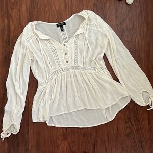 Boho Jessica Simpson White Long Sleeve Top Size Small